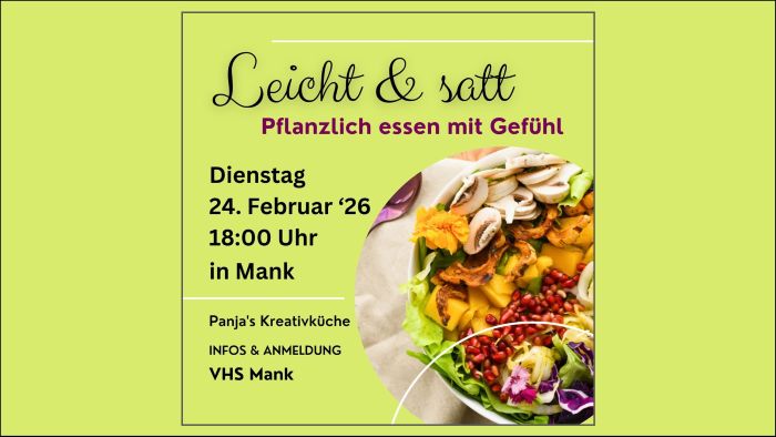 Küchenworkshop Leicht&Satt Vegan, 24.01.2026, Mank